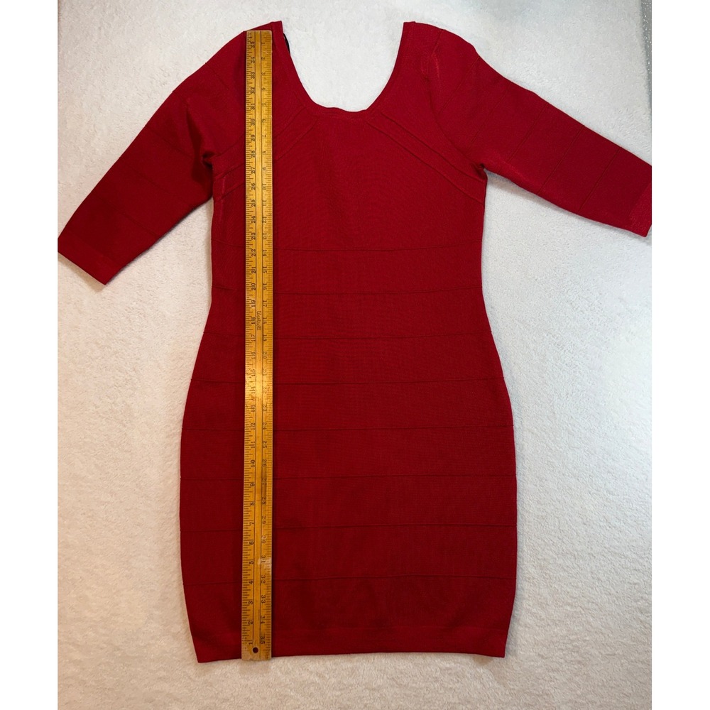 Kardashian Kollection Red Bandage Bodycon Dress 3/4 Sleeve XL Spring 2013 - Picture 5 of 9